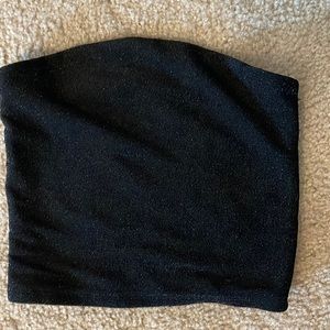 Sparkly black strapless crop top